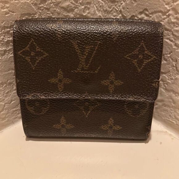 Louis Vuitton Monogram Compact Trifold Wallet Classic Brown Tan LV Logo Pattern - Picture 1 of 11